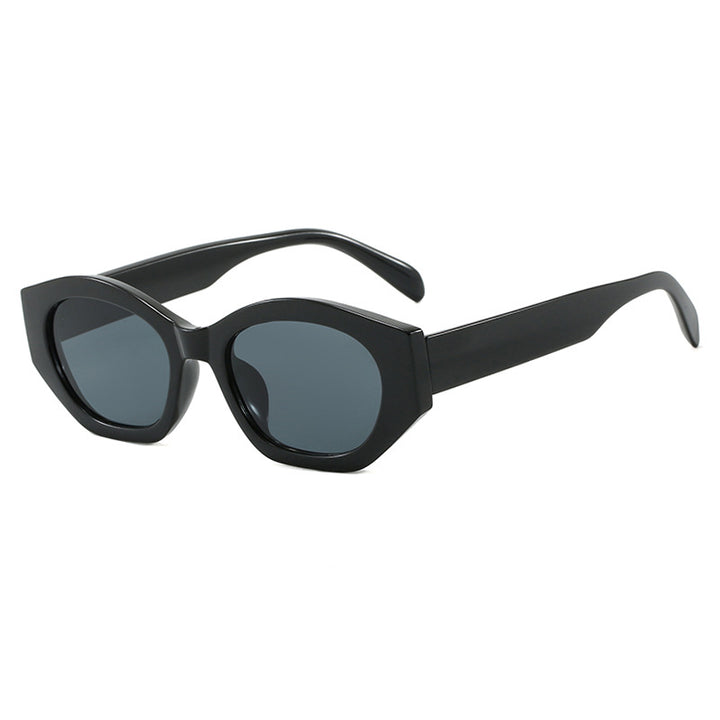 Dame geometrisk solbrille med trendy, gjennomsiktig ramme Luvikno