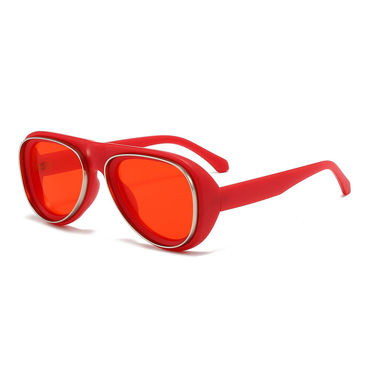 Dame mote retro-solbriller med bred ramme Luvikno