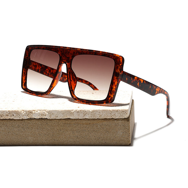 Dame oversized kvadratisk solbrille med luksuriøst skilpadde-design Luvikno