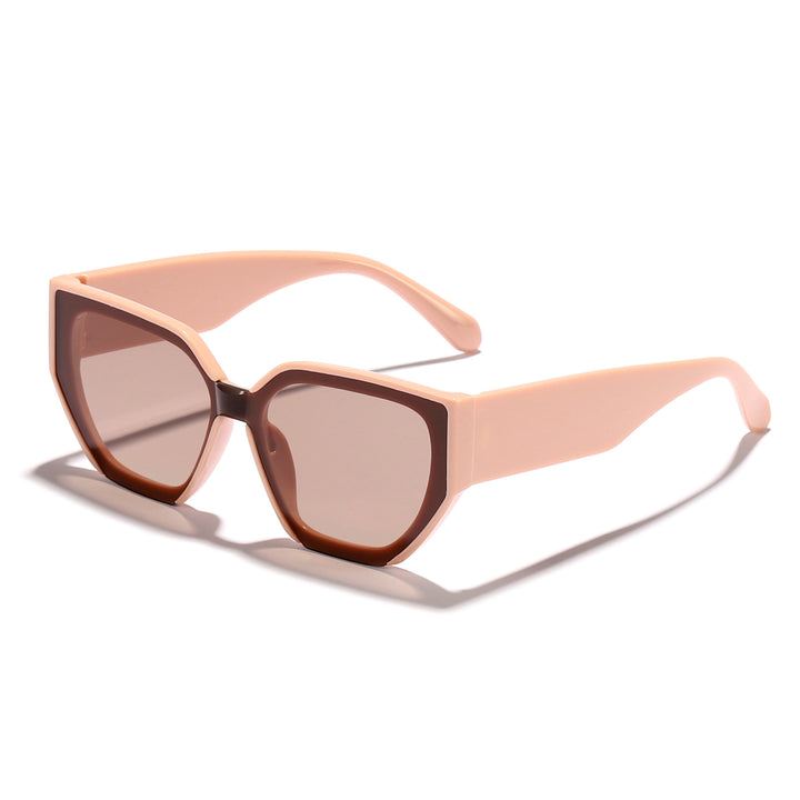 Dame trendy oversized solbriller med stilig hexagon-design Luvikno