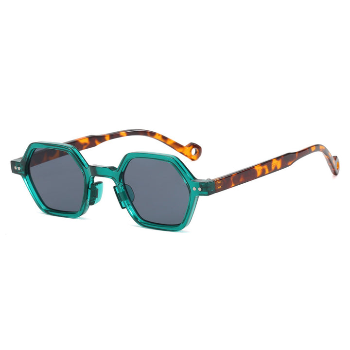 Dame heksagonal solbrille i moderne design med beskyttende linser Luvikno