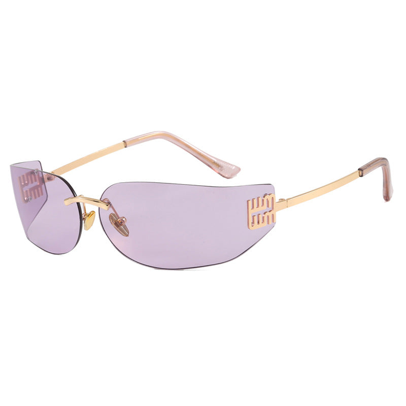 Dame futuristisk designer solbrille med uvanlig ramme og UV-beskyttelse Luvikno