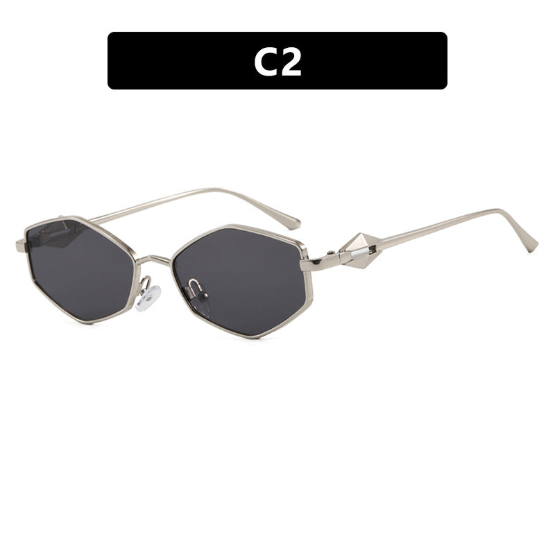 Dame geometrisk solbrille med beskyttende UV-filter og high-end metallramme Luvikno