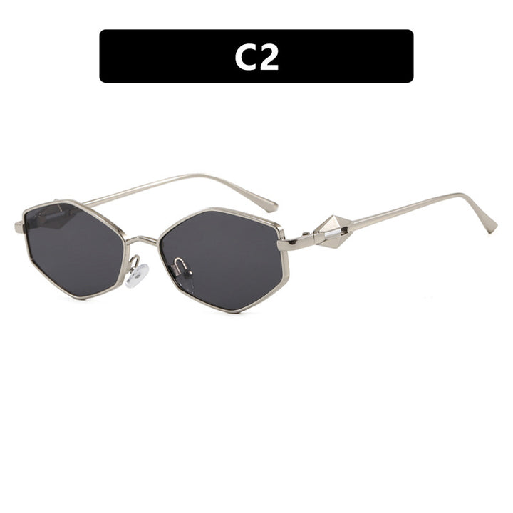 Dame geometrisk solbrille med beskyttende UV-filter og high-end metallramme Luvikno