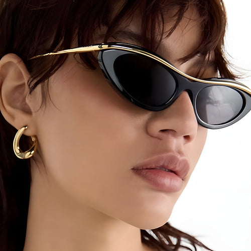 Dame Cat-Eye solbriller med elegant metallramme Luvikno