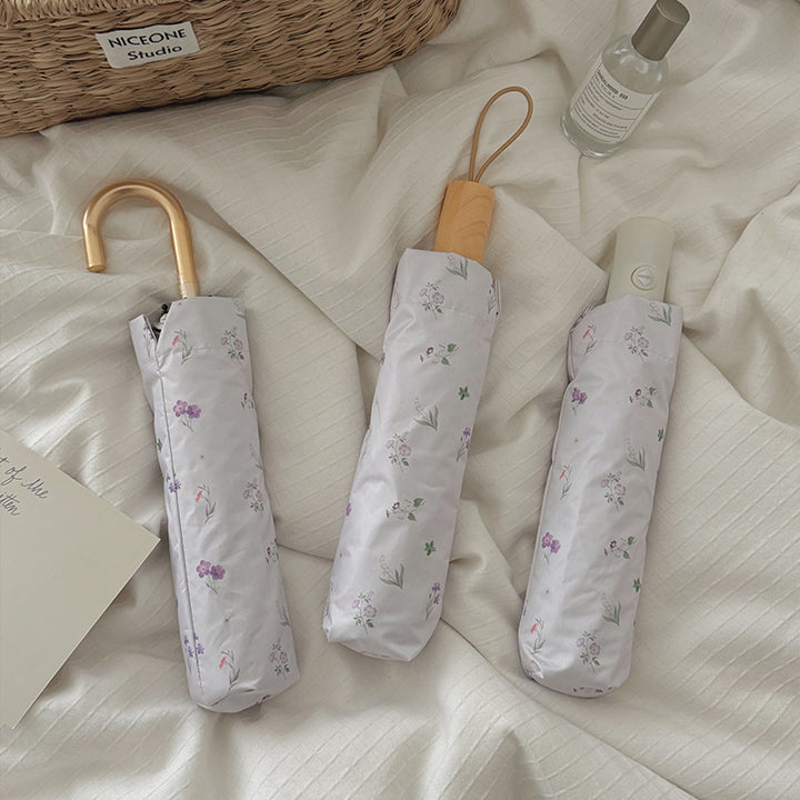 Damer Sammenleggbar Paraply med elegant blomstermønster Luvikno