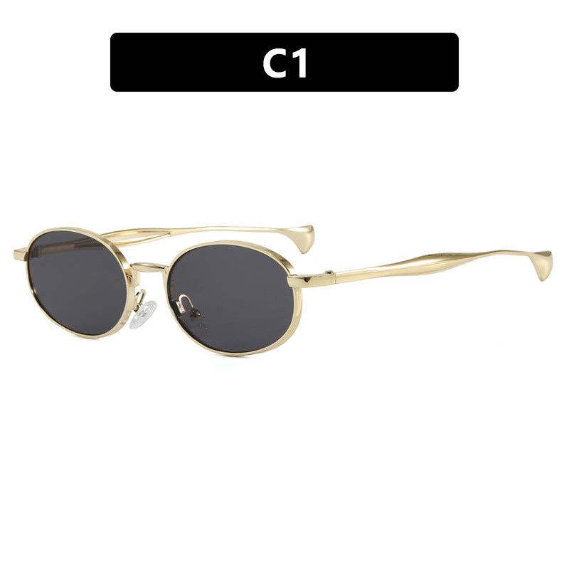 Dame robust rund solbrille med speilglass Luvikno