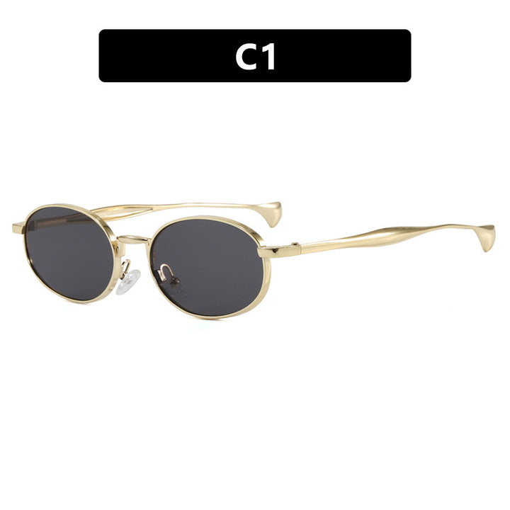 Dame robust rund solbrille med speilglass Luvikno