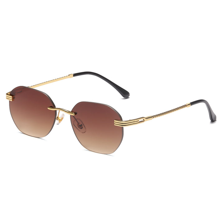 Dame moteriktig geometrisk solbrille med dekorativ metallegering Luvikno