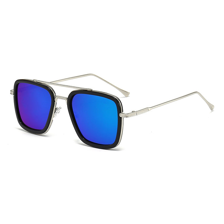 Dame moteristisk kvadratisk solbrille med glamorøs metallramme Luvikno