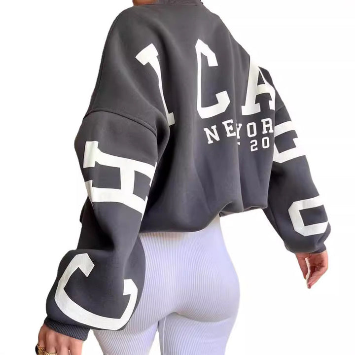 Dame avslappet oversized genser med kontrasterende ermer Luvik