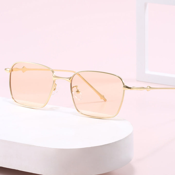 Dame elegant firkantet solbrille med høykvalitets metallramme Luvikno