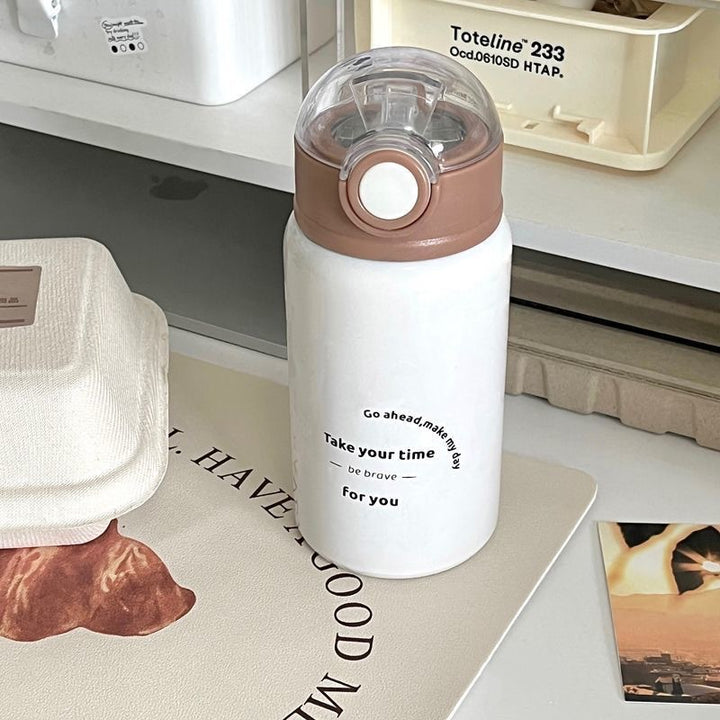 Damen Isoliertrinkflasche mit innovativem Klappdeckel und praktischem Griff Luvikno
