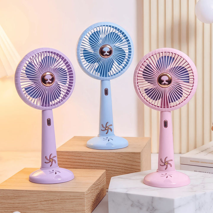 Kjøleoppladbar håndholdt og bordvifte med avtakbar base og USB-lading Luvikno