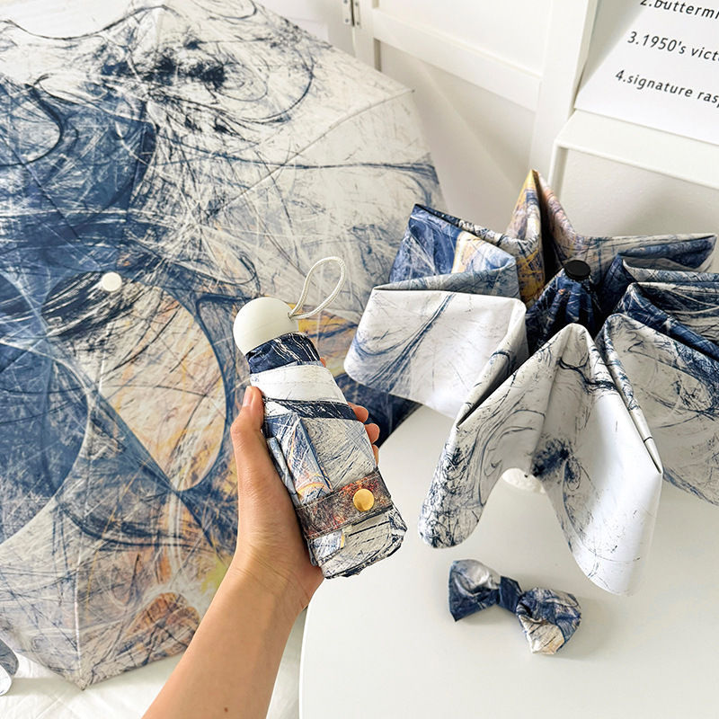 Dame sammenleggbart paraply med kunstnerisk design og automatisk åpne mekanisme Luvikno