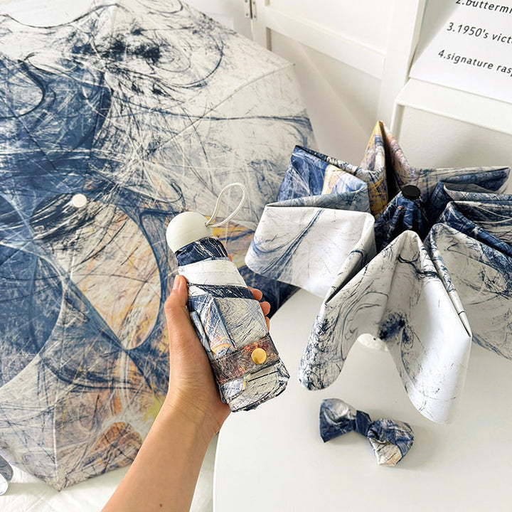 Dame sammenleggbart paraply med kunstnerisk design og automatisk åpne mekanisme Luvikno
