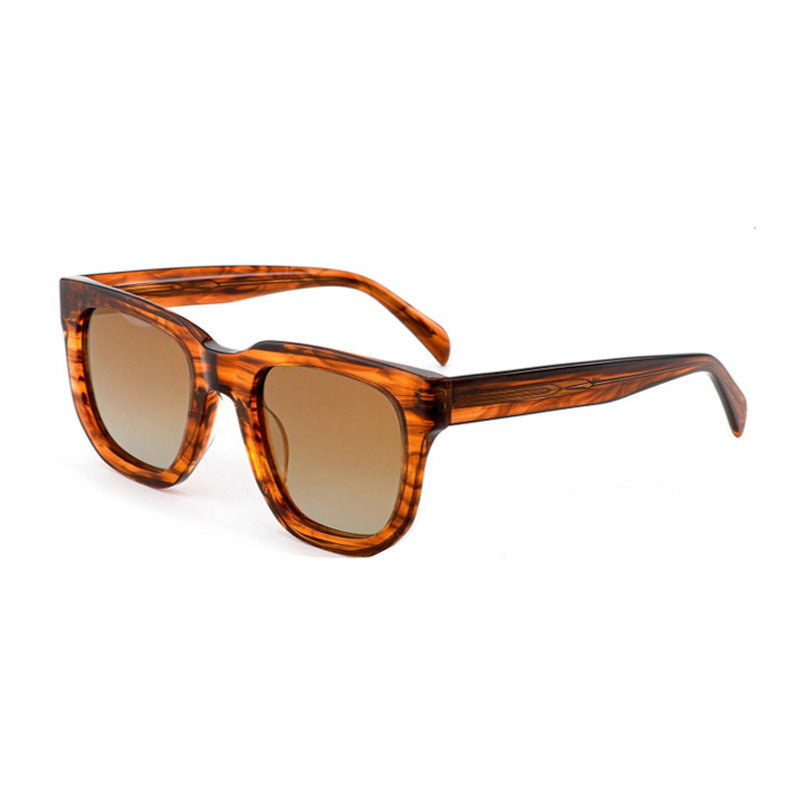 Dame trendy solbriller med robust plastramme og brune glass Luvikno