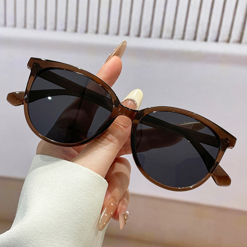 Dame Cat-Eye Solbriller med trendy leopardmønster og solid ramme Luvikno