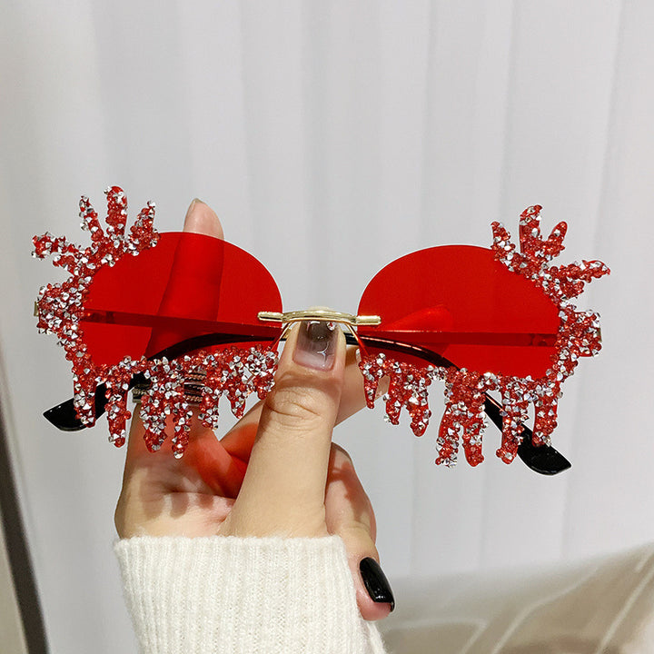 Dame Ekstravagant solbrille med glitrende strassdekorasjoner Luvikno