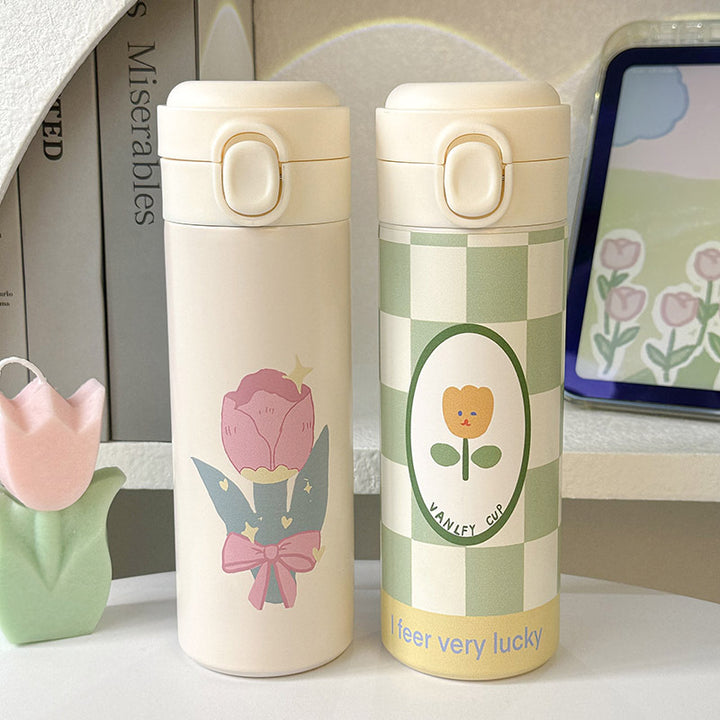 Dame isolert drikkeflaske med elegant blomsterdesign Luvikno