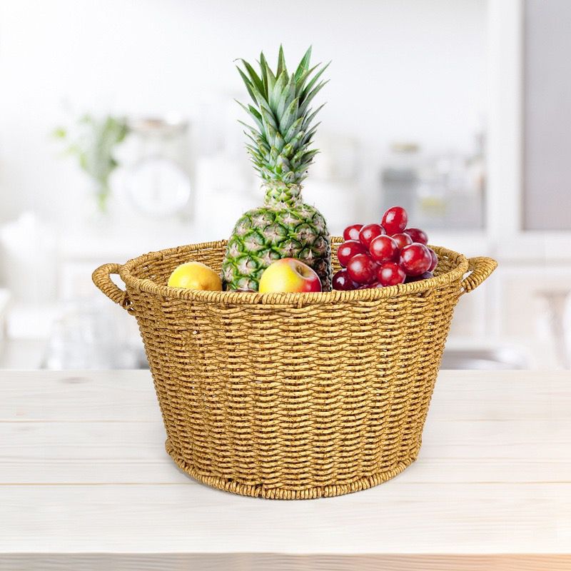 Dame Rattan kurv med lokk og trendy håndtak Luvikno