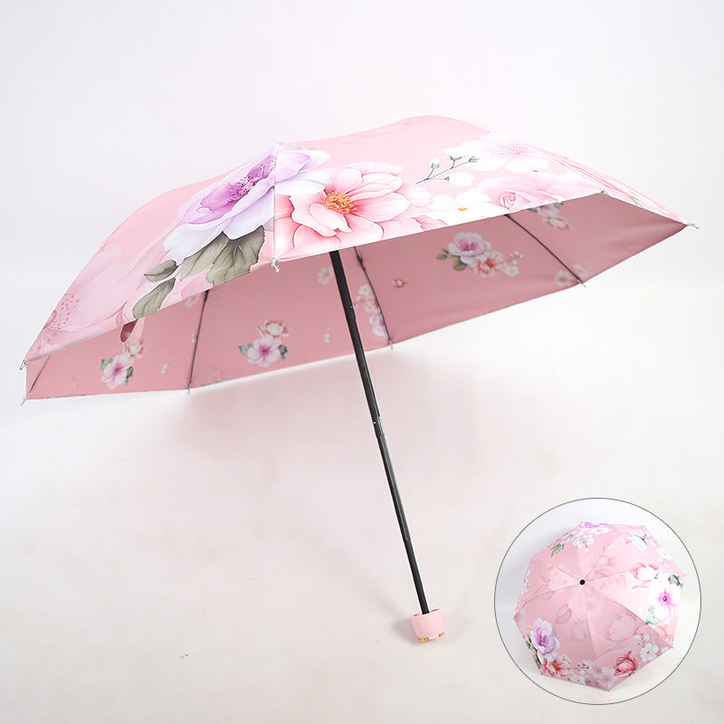 Dame Faltbar Paraply med Elegant Blomsterdesign Luvikno