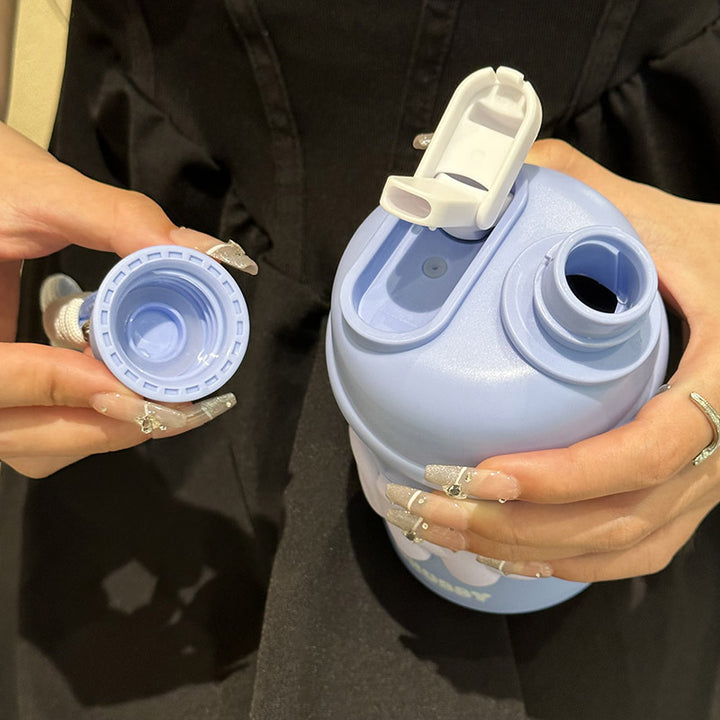 Damen isolierte Wasserflasche mit ergonomischem Tragegriff und fröhlichem Motiv Luvikno