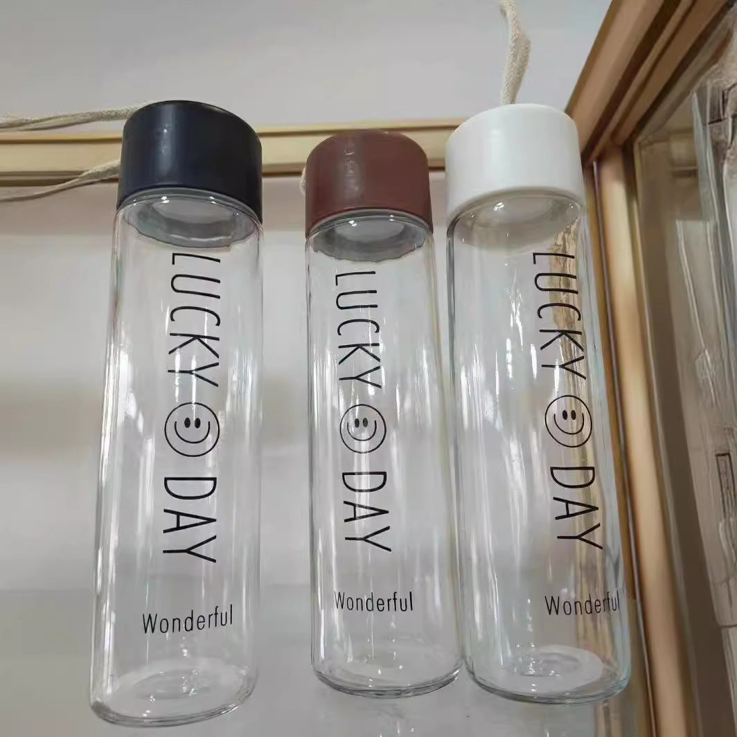 Damer Høy kvalitet Glass Drikkeflaske med Karabin Luvikno