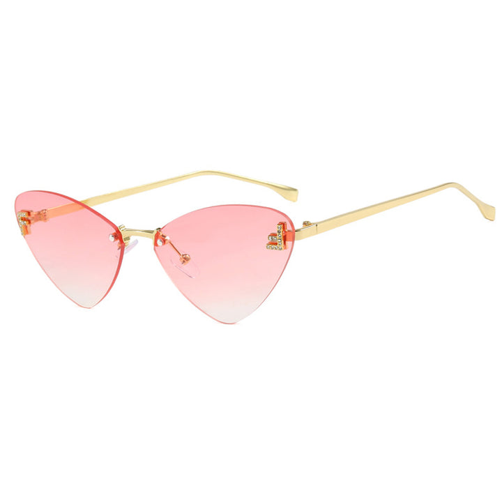 Damer ekstravagante Cat-Eye solbriller med glitrende detaljer Luvikno