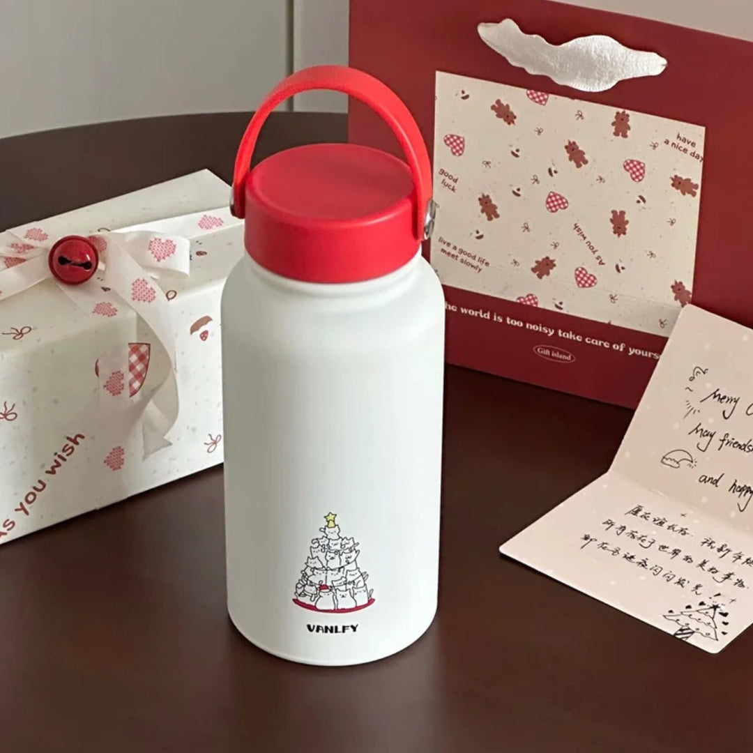 Damen Isoliertrinkflasche mit kreativem Tierdesign und praktischem Klappverschluss Luvikno