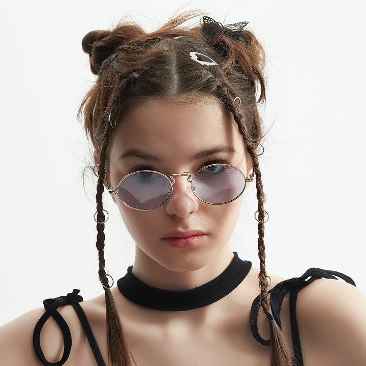 Dame rund fashionable solbriller Luvikno