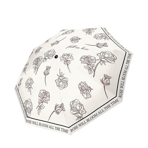 Kvinnenes sammenleggbare paraply med transparent blomsterdesign Luvikno