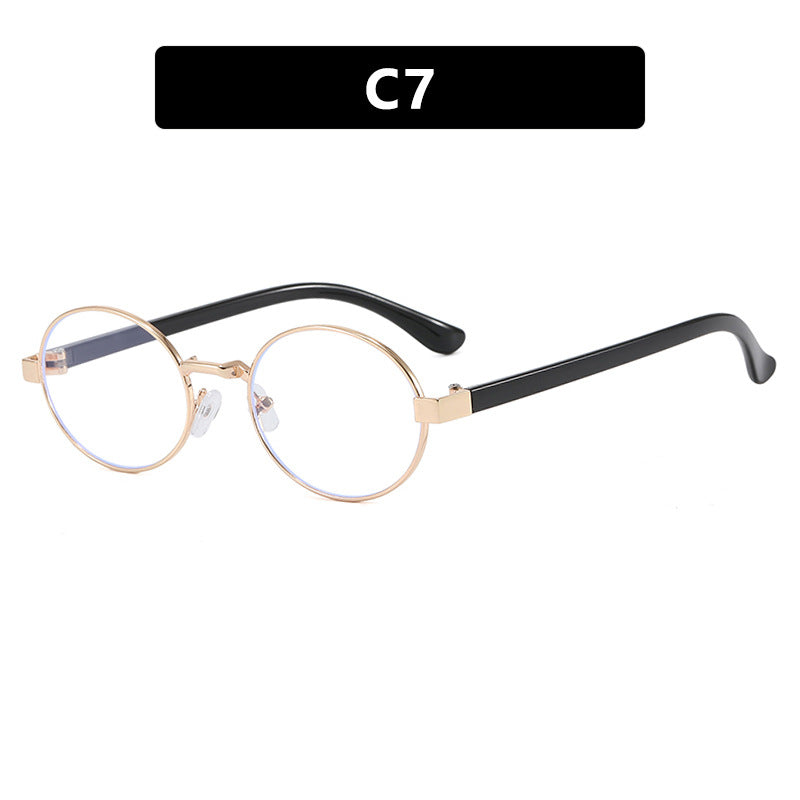 Dame rund brille med elegant metallramme og justerbare nesepads Luvikno
