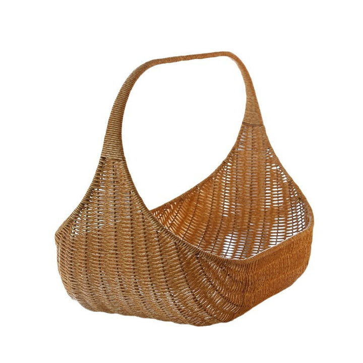 Dame Håndlaget Rattan Kurv med elegant kontur Luvikno