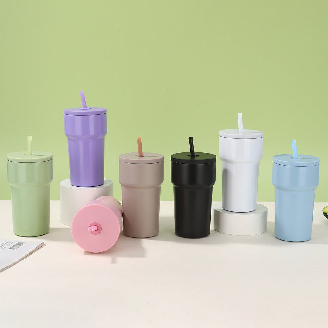 Unisex Isolert Drikkebecher med Støvbeskyttelseslokk og Strå Luvikno