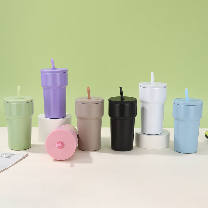 Unisex Isolert Drikkebecher med Støvbeskyttelseslokk og Strå Luvikno