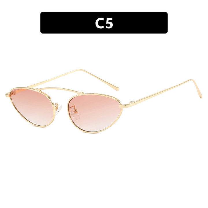 Dame trendy Cat-Eye solbriller med smal metallramme Luvikno