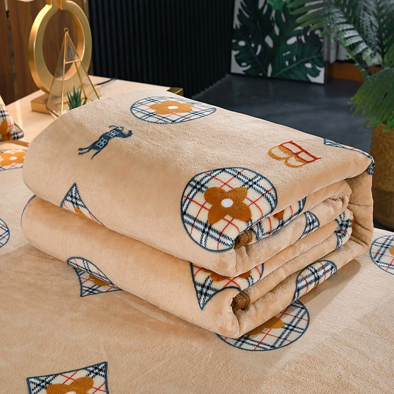 Kvinnelig Elegant Snuggle Blanket laget av Myk Strikk med Geometrisk Mønster Luvikno