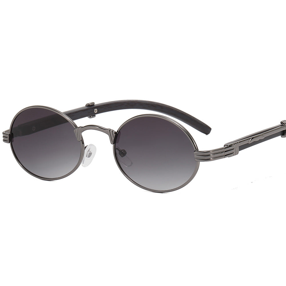 Dame rund designer solbrille med innovativ metallramme Luvikno