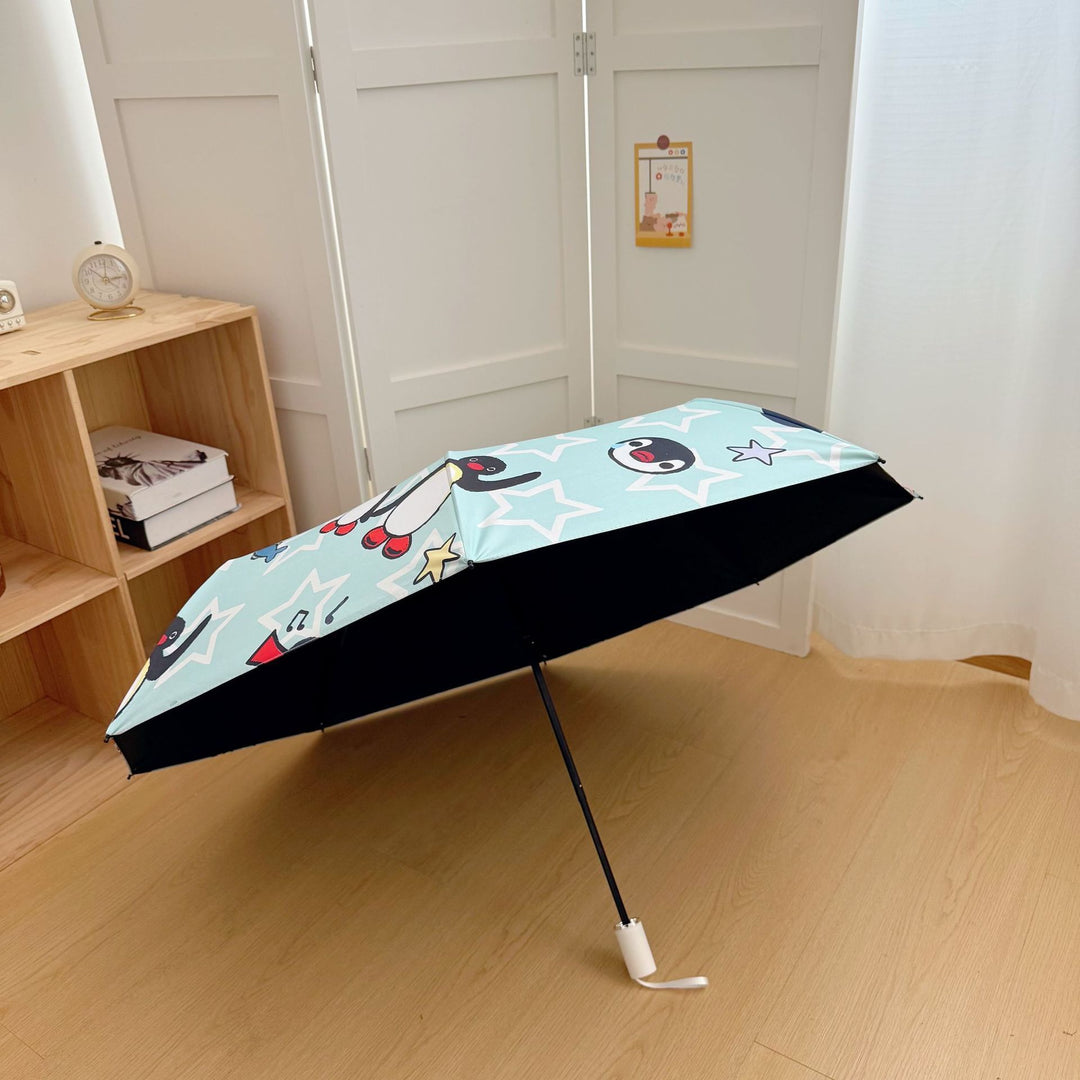Dame sammenleggbar paraply med leken pingvin-design Luvikno