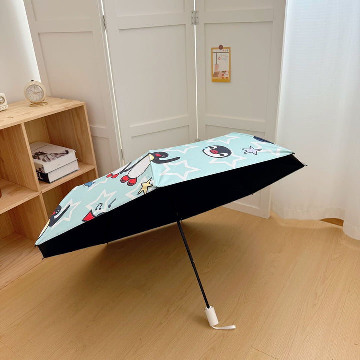 Dame sammenleggbar paraply med leken pingvin-design Luvikno