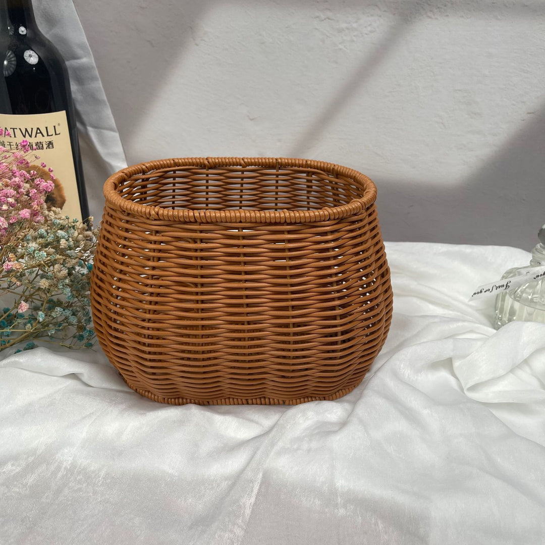 Dame stilige Rattan-beholder med perlehåndtak Luvikno