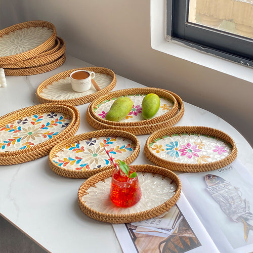 Dame Elegant Serveringsfat-set laget av håndvevd naturmateriale Luvikno