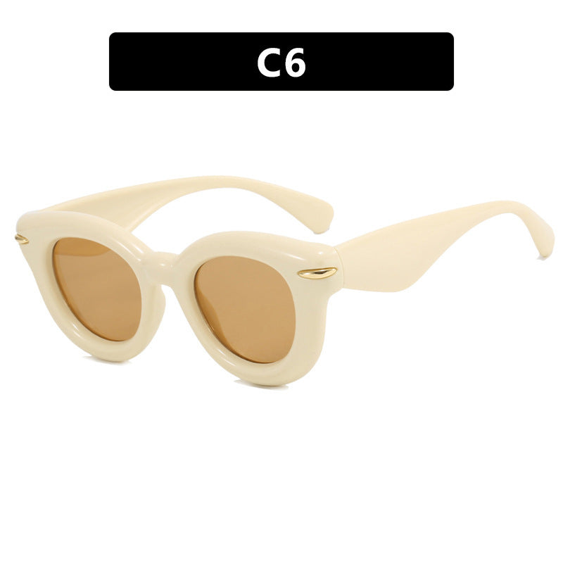 Dame Cat-Eye solbriller med ekstravagant ramme og beskyttende UV-beskyttelse Luvikno