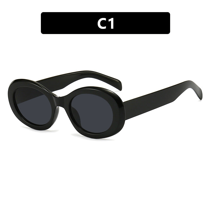 Dame moteriktig solbrille i original oval design med transparent ramme og UV-beskyttelse Luvikno