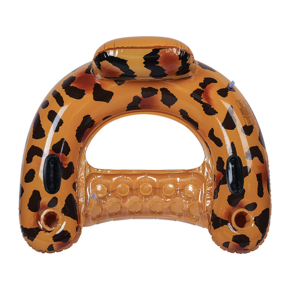 Unisex oppblåsbar leopard svømmebånd med integrert drikkeholder Luvikno