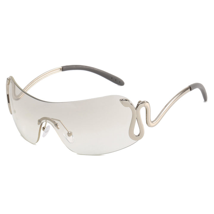 Damer futuristisk sportssolbrille med lekent design Luvikno