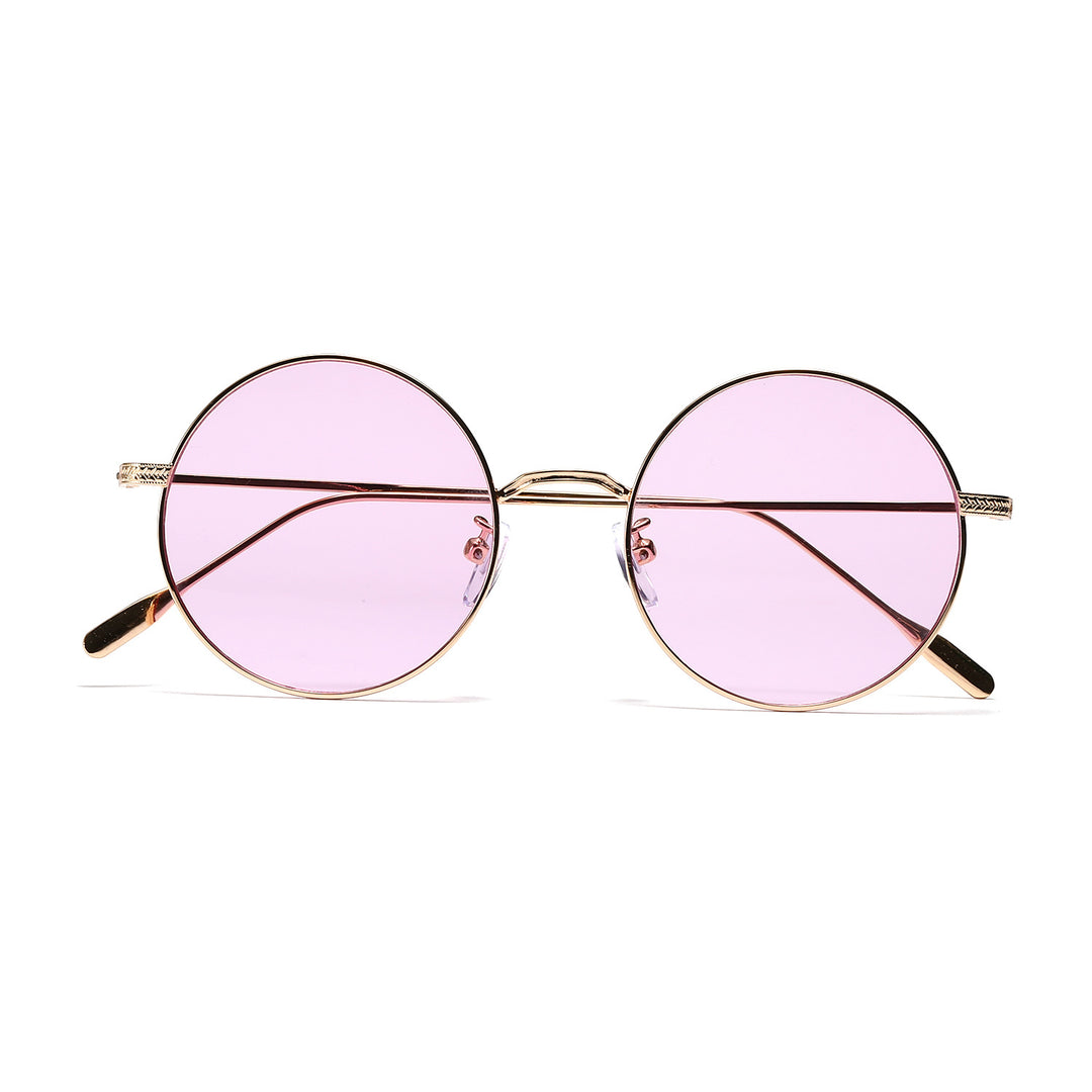 Dame rund moteriktig solbrille med glamorøs ramme Luvikno