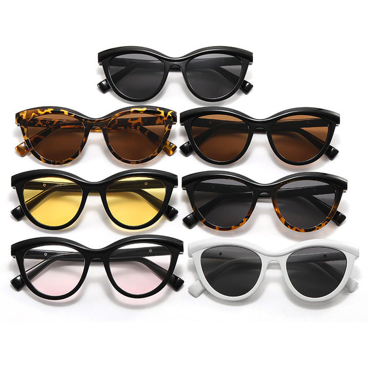 Dame elegant Cat-Eye solbriller med stilfull metallramme Luvikno