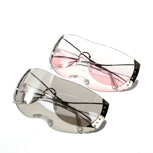 Dame futuristisk solbrille med stilfull ramme og høygradig UV-beskyttelse Luvikno